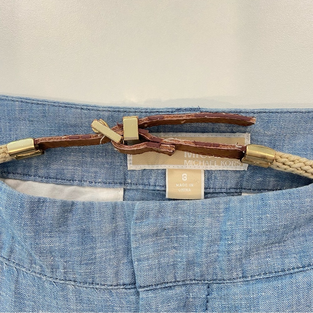 Michael Kors trousers pant wide leg light blue linen &cotton blend lightweight 8 - Picture 6 of 16